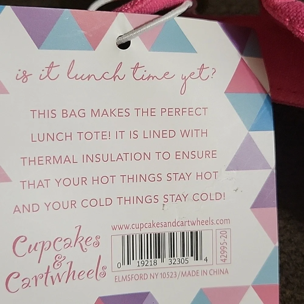Cupcakes and Cartwheels Good Vibes Only Pink & White  Thermal Lunch Tote - Picture 8 of 14